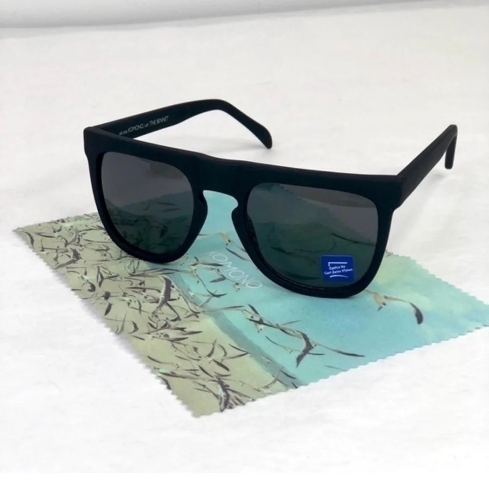Komono Bennet Black Rubber Sunglasses NEW flat brow